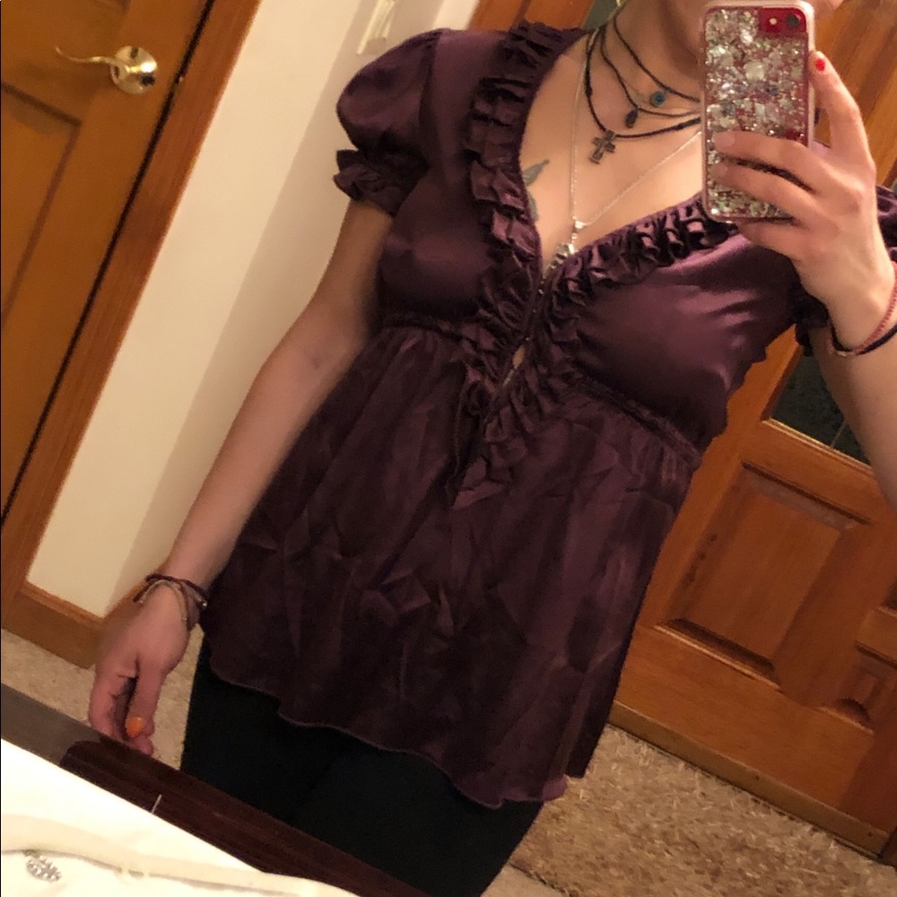 Matty M eggplant silk blouse